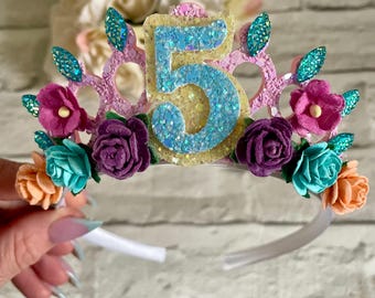 Children’s birthday tiara, age pink princess tiara, girls birthday crown,child’s princess tiara, girls birthday crown,pretty pink crown