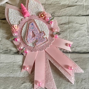 Unicorn age Birthday badge, unicorn badge, birthday badge, unicorn gift for girls, girls birthday badge, birthday badge, pink unicorn badge