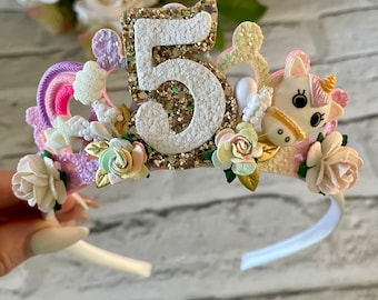 Girls birthday tiara,rainbow tiara, unicorn birthday crown,unicorn tiara, girls birthday crown,rainbow birthday crown, unicorn headband