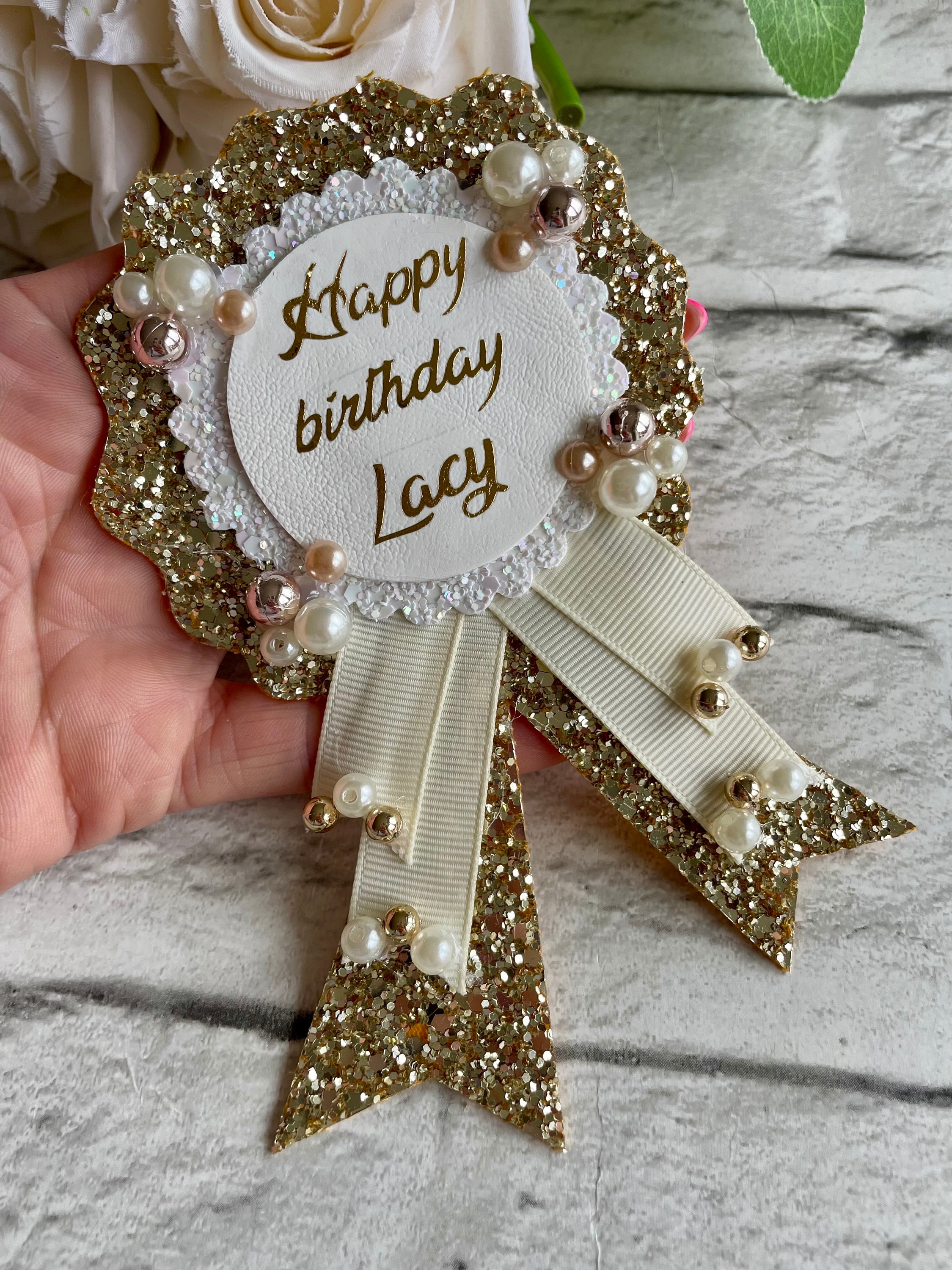 Birthday badge ,glitter birthday badge, personalised birthday badge, happy birthday badge ,gifts for girls, named birthday badges