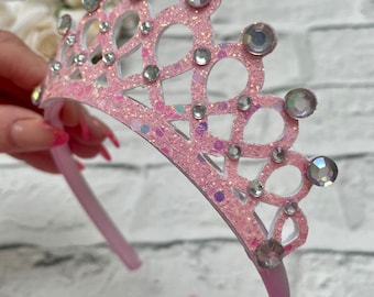 Princess headband, girls birthday crown, glitter tiara,princess tiara,pretty birthday crown,birthday girls tiara,princess birthday crowns