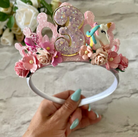 Childrens Birthday Tiara rainbow Princess Tiara Unicorn Birthday