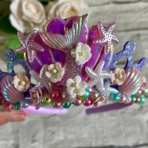 Mermaid purple birthday crown,party props for girls,birthday gifts for girls,mermaid tiara,mermaid crown,mermaid party