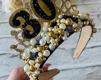Birthday crown,glitter birthday tiara, age 30 birthday tiara,age birthday tiara,gifts for 30th,birthday age crown, age glitter tiaras