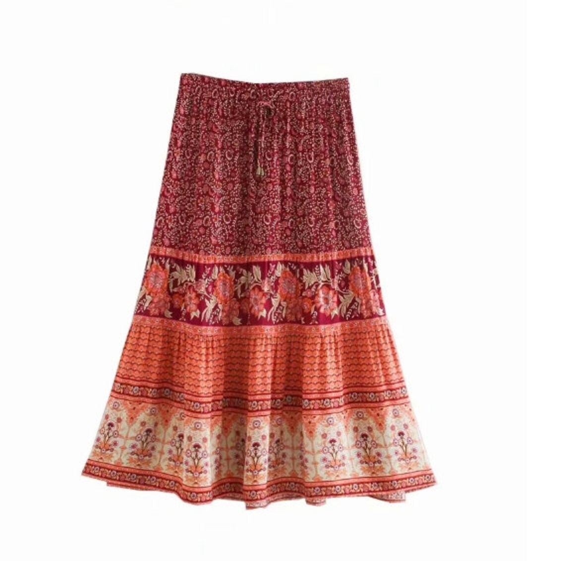 BOHO inspiriert Ernte gold Boho Rock für Frauen floral print | Etsy