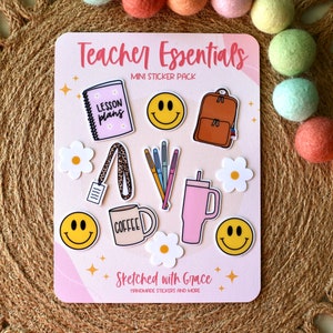 Teacher Essentials Mini Sticker Pack + Waterproof Stickers + Mini Stickers + Teacher Gifts + Teacher Gift Ideas + Teacher Appreciation