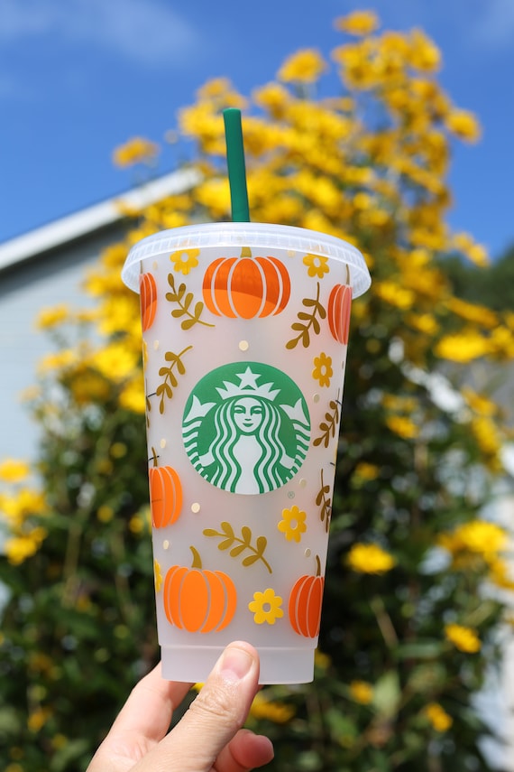 Fall Pumpkin Starbucks Cold Cup: Autumn Iced Coffee Tumbler - Etsy Israel