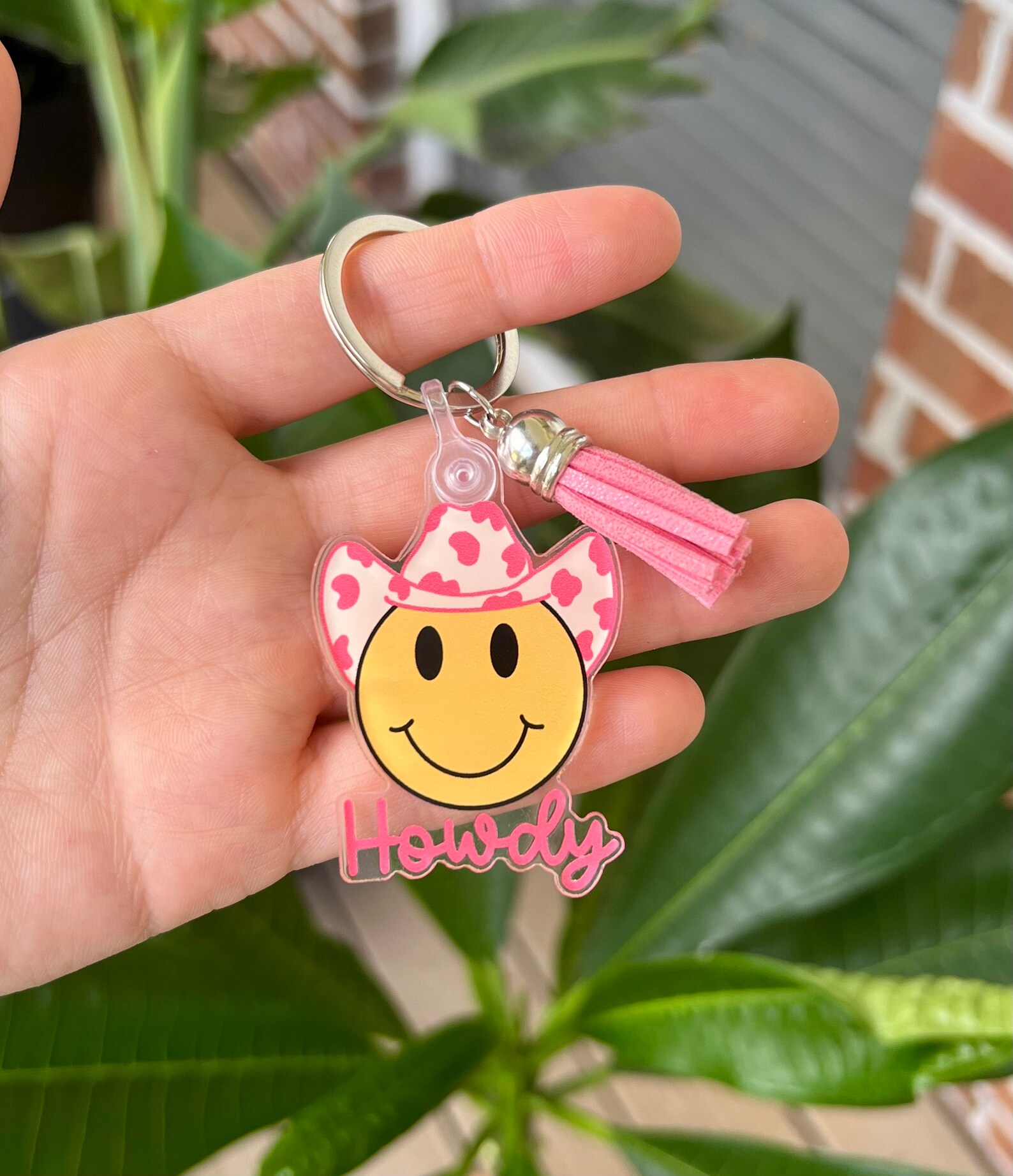 Howdy Smiley Face Keychain Howdy Keychain Smiley Face Etsy
