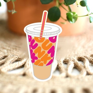 Dunkin Donuts Iced Coffee Sticker + vinyl sticker + waterproof sticker + die cut sticker