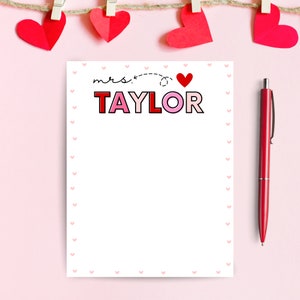 Custom Valentines Day Notepad + Teacher Gift For Valentines + Valentines Gift For Teacher + Gift For Teachers + Custom Teacher Gift