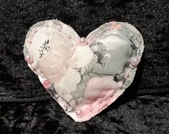 Pink and Gray Roses Heart Pillow Bowl Filler