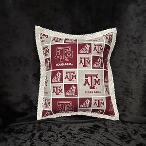 Aggie Maroon and White Pillow