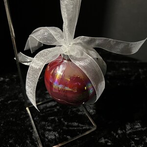 Set of 8 Wine Irridescent Glass Ornaments