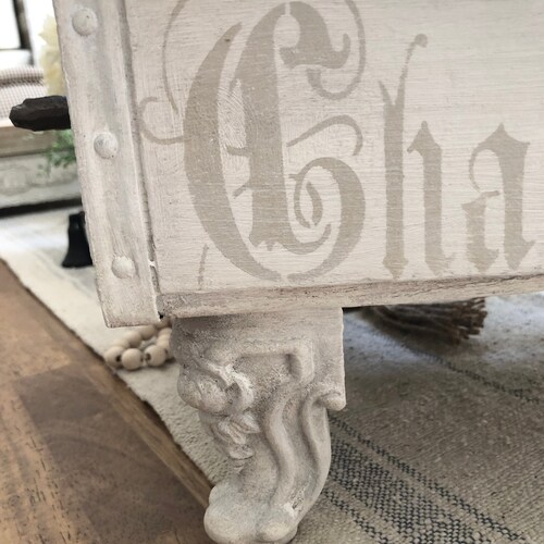 Large shops Wood Crate with Ornate Legs and Handles