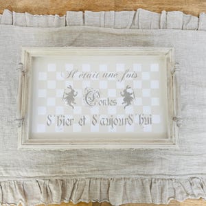 Ornate French Wood Tray with Feet and Handles