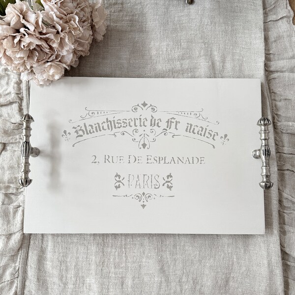 Wood Tray With Silver Handles Etsy