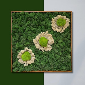 Moss Flower Wall Art – Preserved Moss Floral Panel – Eco Botanical Wall Decor – Handmade Nature-Inspired Green Gift – Vertical Garden Frame