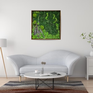 Scandinavian Moss Frame, Handmade Preserved Reindeer Moss Wall Art, Indoor Vertical Garden, Sound-Absorbing Green Décor Gift
