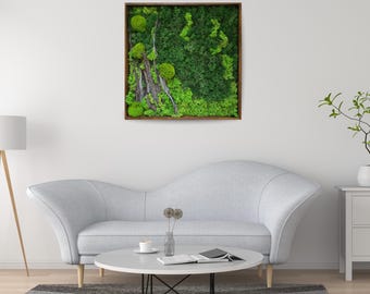 Preserved Moss Wall Art – Natural Green Scandinavian Wall Decor, Handmade Biophilic Home Accent