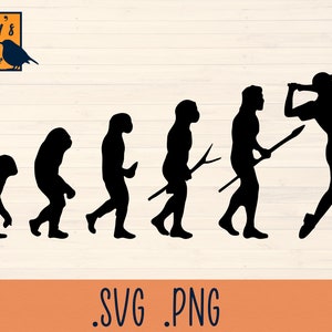 May include: A black and white silhouette illustration of the evolution of humans, ending with a golfer swinging a club. The text '.SVG .PNG' is at the bottom of the image.