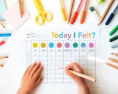 Printable Kids Simple Weekly Mood Tracker,  Feeling Tracker,  Colorful Mood Tracker