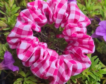 School Pink Gingham Scrunchie