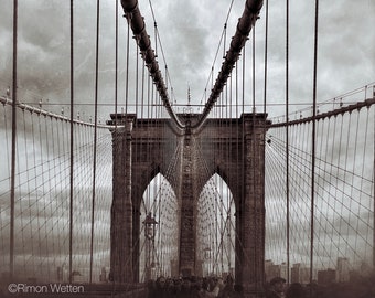 Brooklyn Bridge, Black and White, Manhattan, Brooklyn, Architecture, NYC