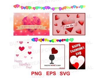 Valentine Cards and Banners clipart digital downloadable SVG PNG EPS images files | valentines day | romance | crafts | make something