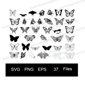 Butterfly clipart svg eps png black and white digital download files | butterfly images | for crafts | butterflies | nature | animals