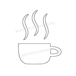 Tazza di tè con clipart di contorno di base a vapore, file EPS PNG SVG scaricabili, file tagliati, molti mestieri tra cui arte murale, stencil, pirografia