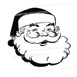 Retro Weihnachten Weihnachtsmann Gesicht Schwarz Saison Gruß Basteln Weihnachten PNG SVG Digital Downloadable Clipart Bild