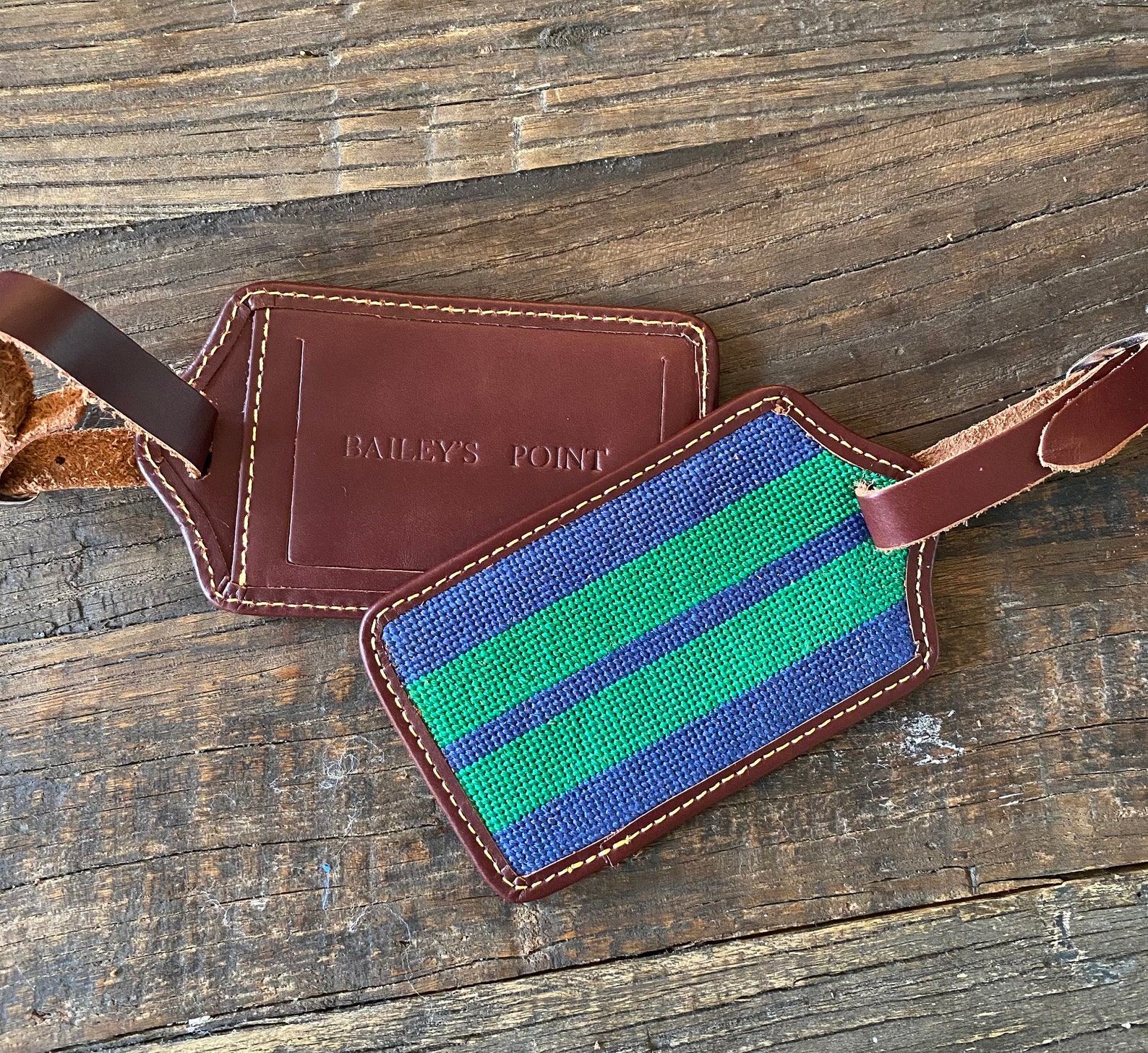 Hand-stitched Needlepoint Luggage Tag Stripes - Etsy