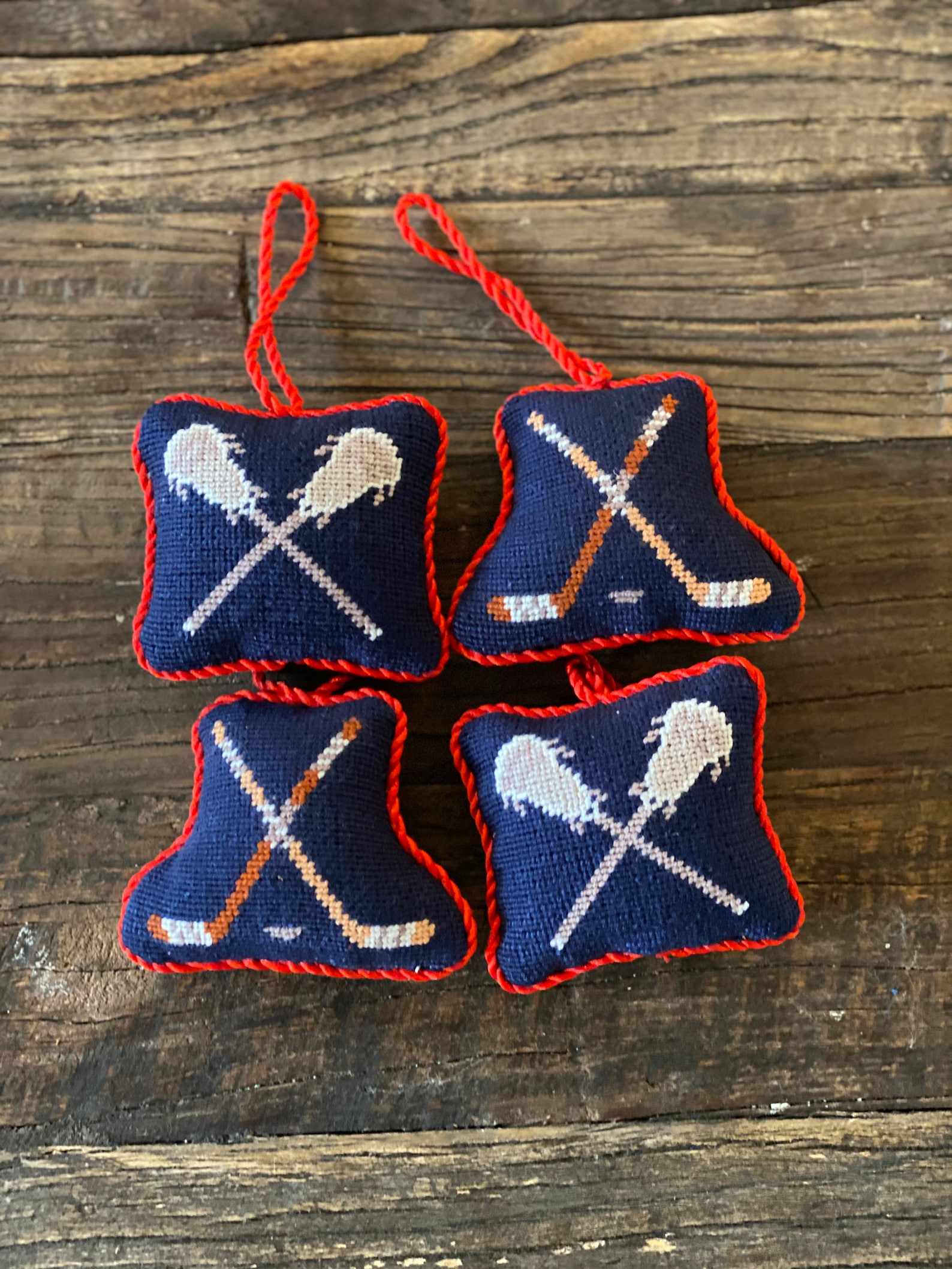 Handstitched Needlepoint Ornament Hockey & Lacrosse Etsy