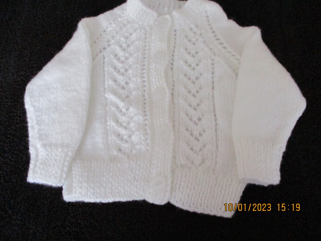 Hand Made Baby Cardigans 36 Months Marriner Began to Wool in White