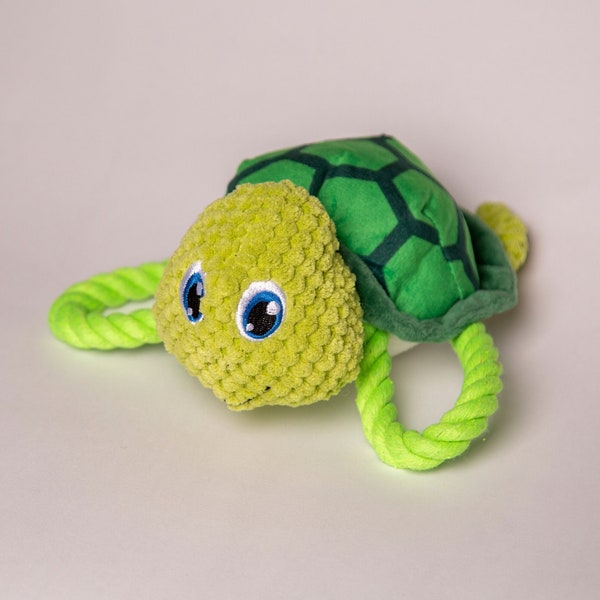 Schildkröte Hundspielzeug mit Seil und Quietscher