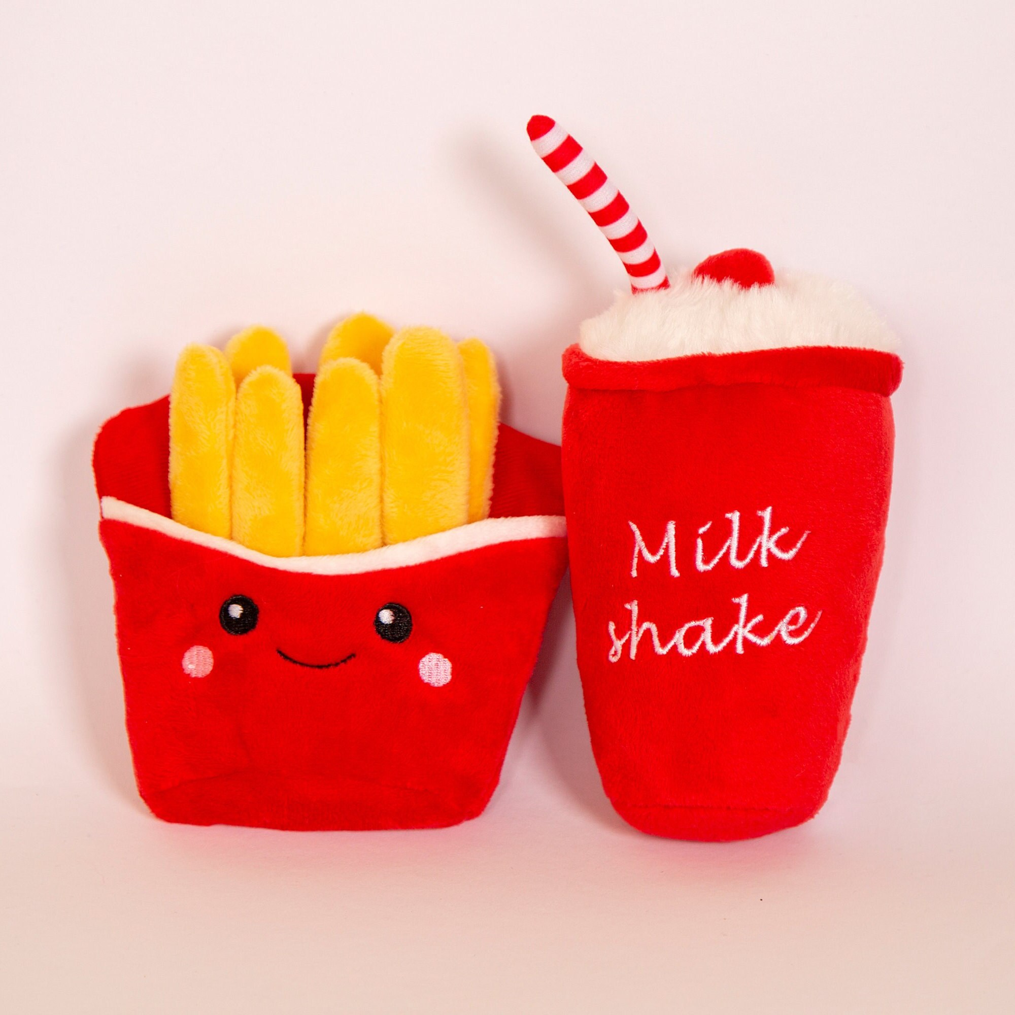 Quietschspielzeug Für Hunde - 5 Pommes Frites Plüsch-Spielzeuge Mit Quietschern Im Fast-Food-Karton
