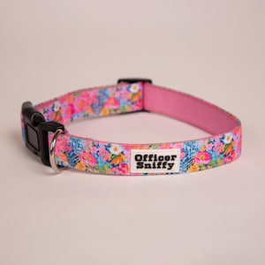 Halsband Hund Katze gepolstert Blumen rosa