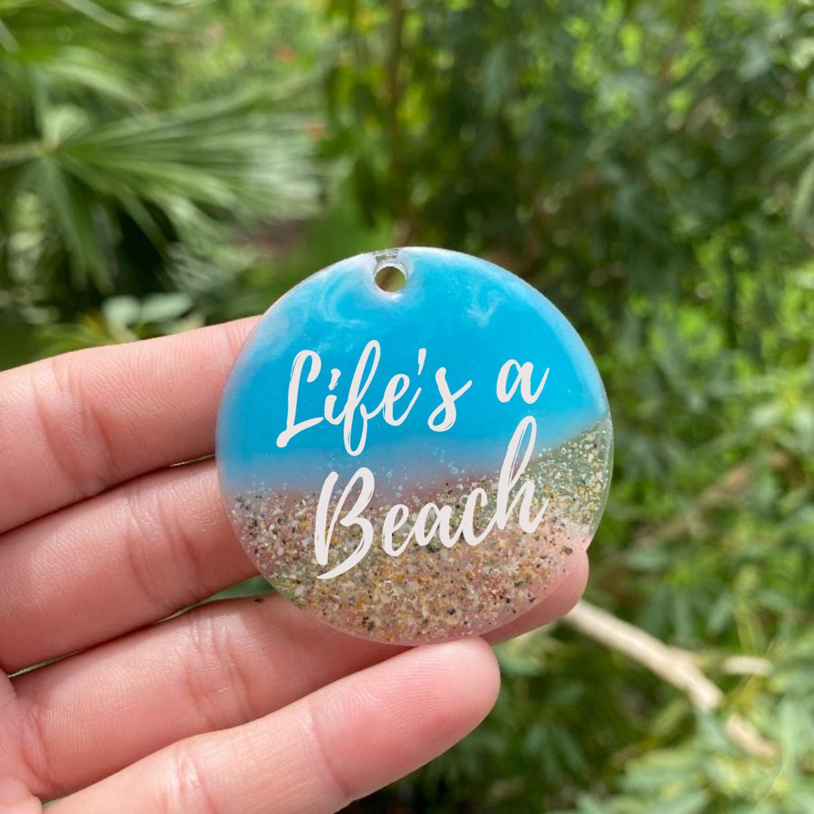 Beach Theme Resin Keychains made with real sand and shells Etsy