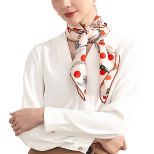 Oscar Rossa Mulberry Silk Scarf, Hand-Rolled Edges, Large Square