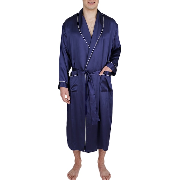 Oscar Rossa Men's Luxury Silk Sleepwear 100%Silk Long Robe Kimono