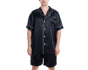 Oscar Rossa Men's 100% Silk Short Pajamas Set