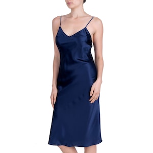 Hand-Crafted Oscar Rossa Women&#39;s Luxury Silk Sleepwear 100% Mulberry Silk Full Slip Chemise Nightgown