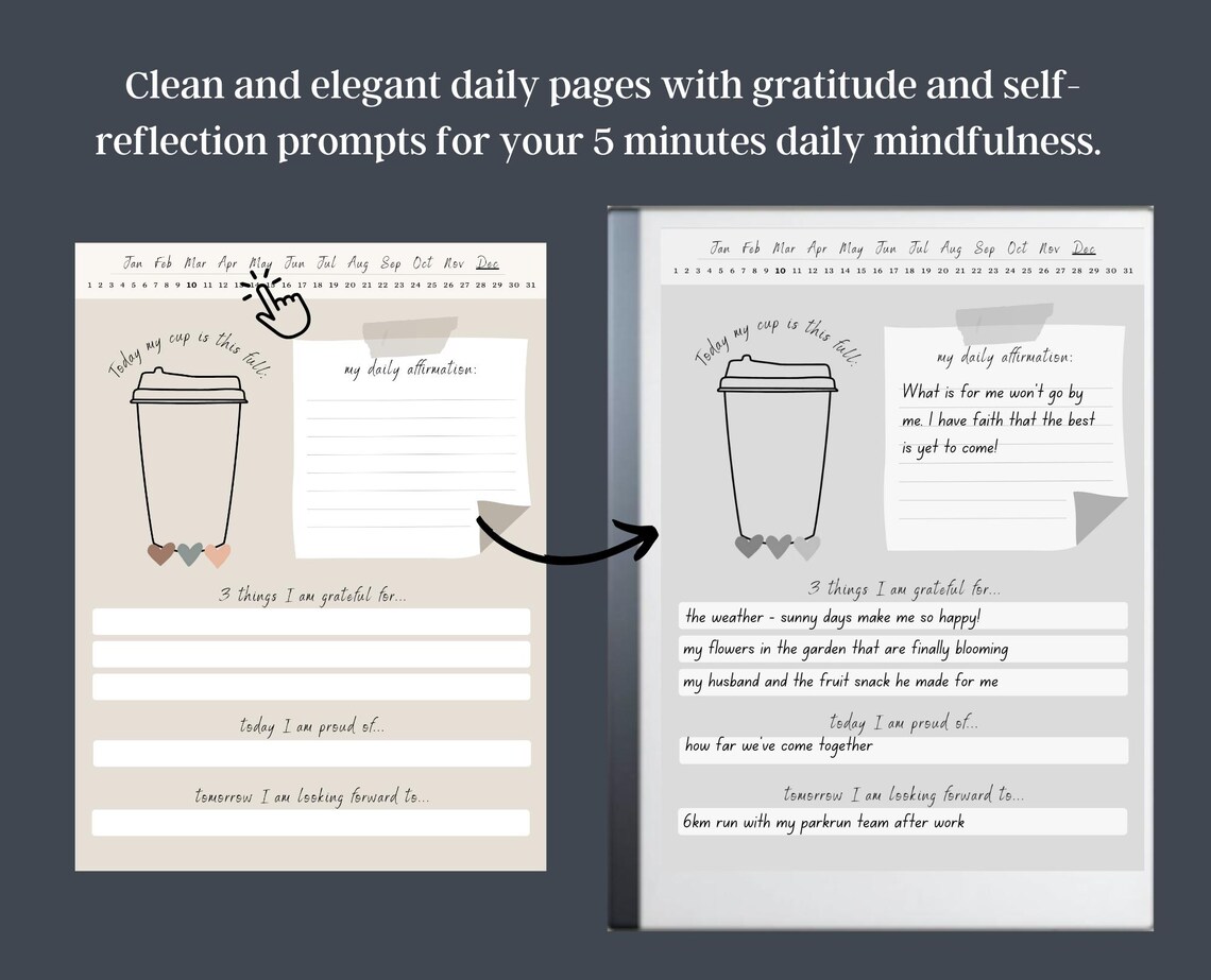 DAILY GRATITUDE JOURNAL for Remarkable 2 | Digital Notebook Template ...