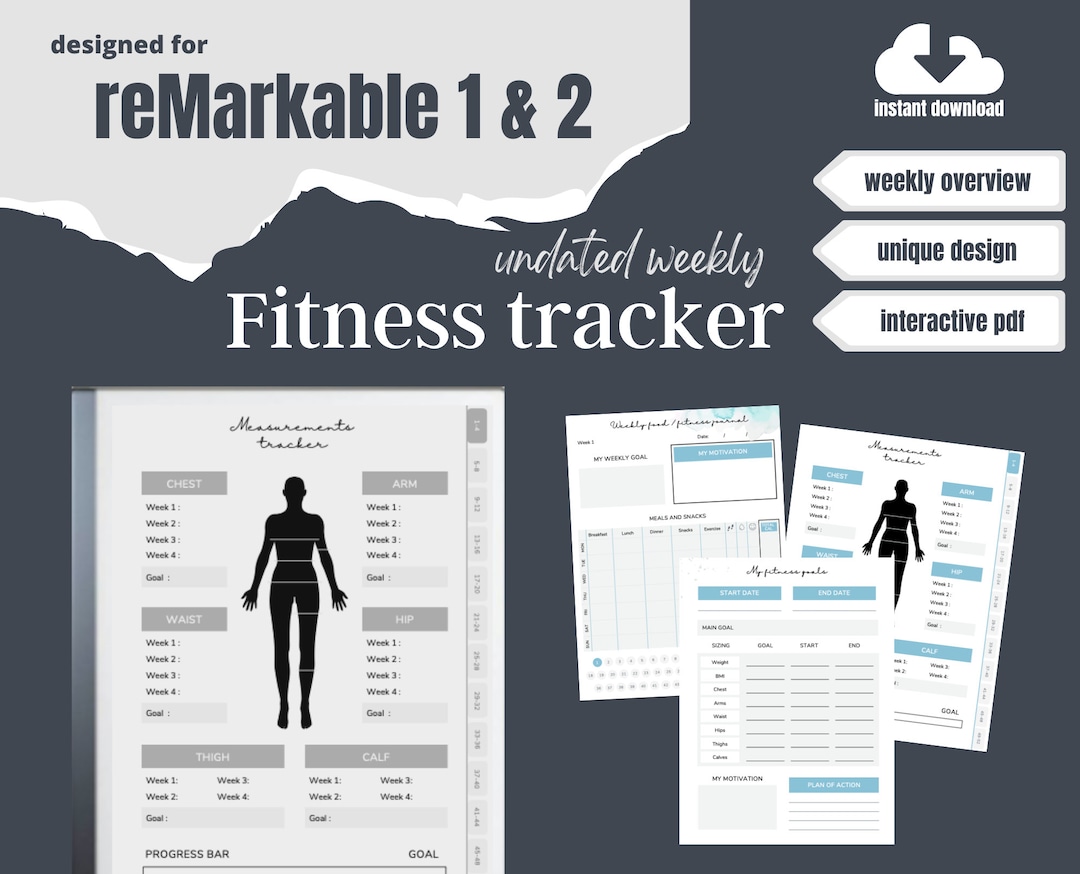 Remarkable 2 Fitness Weight Loss Tracker Planner Template | Instant ...