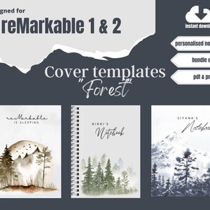 reMarkable 2 Personalised Notebook Cover Template Bundle Forest | Sleep Screen | Custom template