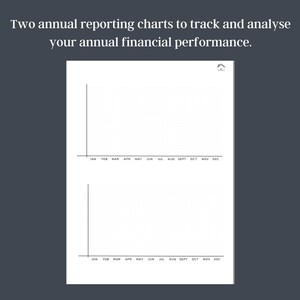 Puede incluir: Dos gr&aacute;ficos de informes anuales con un fondo de cuadr&iacute;cula. Los gr&aacute;ficos est&aacute;n dise&ntilde;ados para rastrear y analizar el rendimiento financiero anual. El texto en la parte superior dice: "Dos gr&aacute;ficos de informes anuales para rastrear y analizar su rendimiento financiero anual."