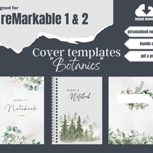 reMarkable 2 Personalised Notebook Cover Template Bundle Botanics | Sleep Screen | Custom template