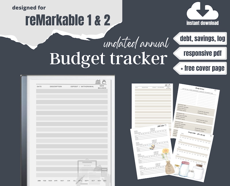 Remarkable 2 Finance Planner Budget Tracker Template Debt Etsy