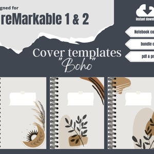 reMarkable 2 Custom Journal Notebook Notes Cover Template Bundle | Digital Planner | Sleep screen | instant download PDF & PNG