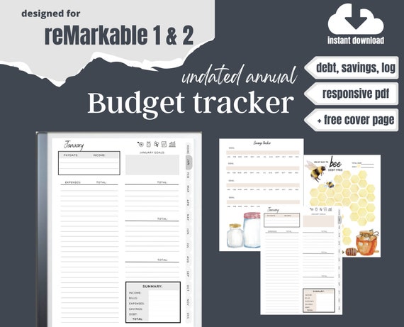 BUDGET TRACKER for reMarkable 2 Finance Planner 2025 Template | Instant Download Interactive PDF